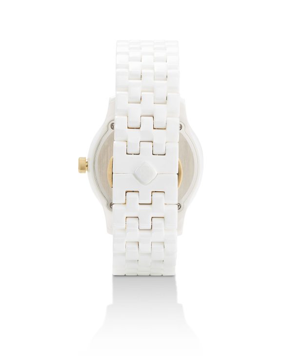 Alex Two Tone Stainless Steel 35mm Watch in White Ceramic