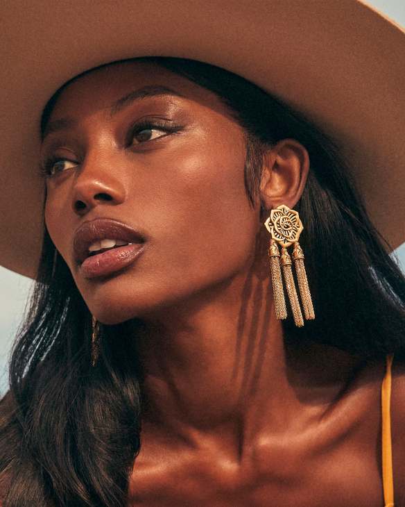 Ansel Rose Statement Earrings in Vintage Gold