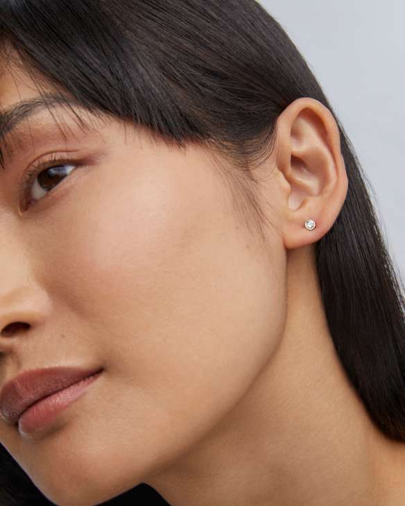 Lab Grown White Diamond Audrey Stud Earrings in 14k Yellow Gold