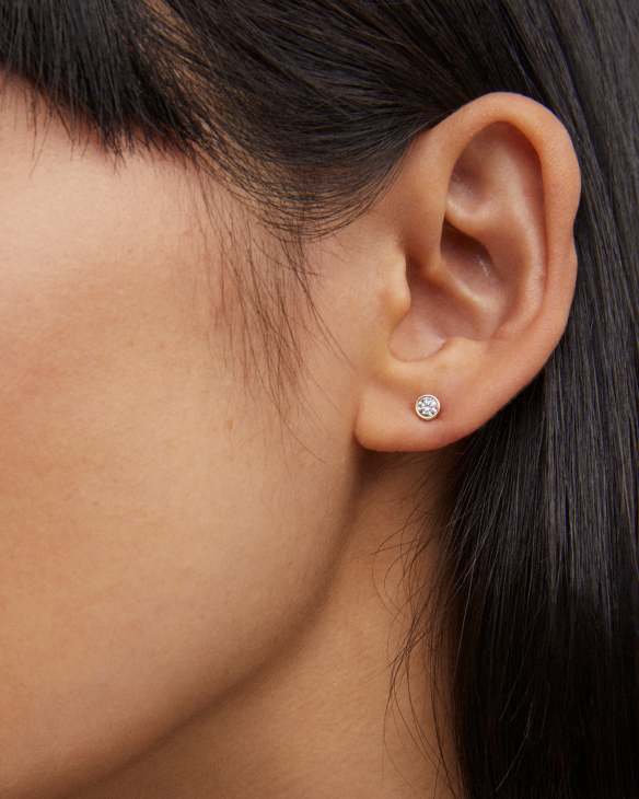 Lab Grown White Diamond Audrey Stud Earrings in 14k Yellow Gold