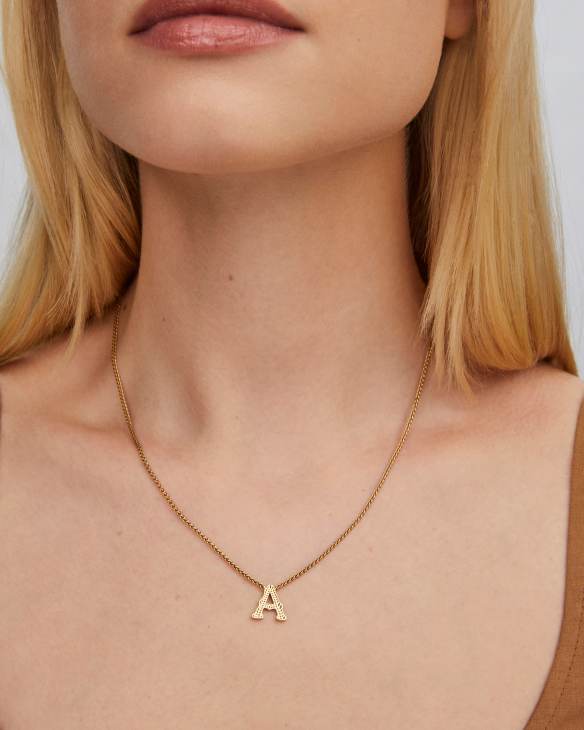 Beau Letter A Pendant Necklace in Vintage Gold