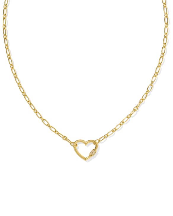 Bristol 18k Gold Vermeil Heart Pendant Necklace in White Topaz