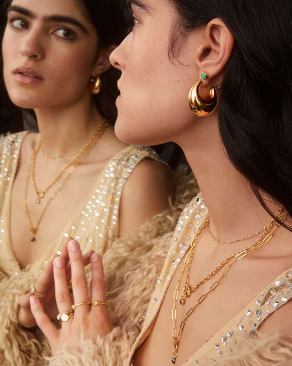 Davie 18k Gold Vermeil Stud Earrings in Chrysoprase