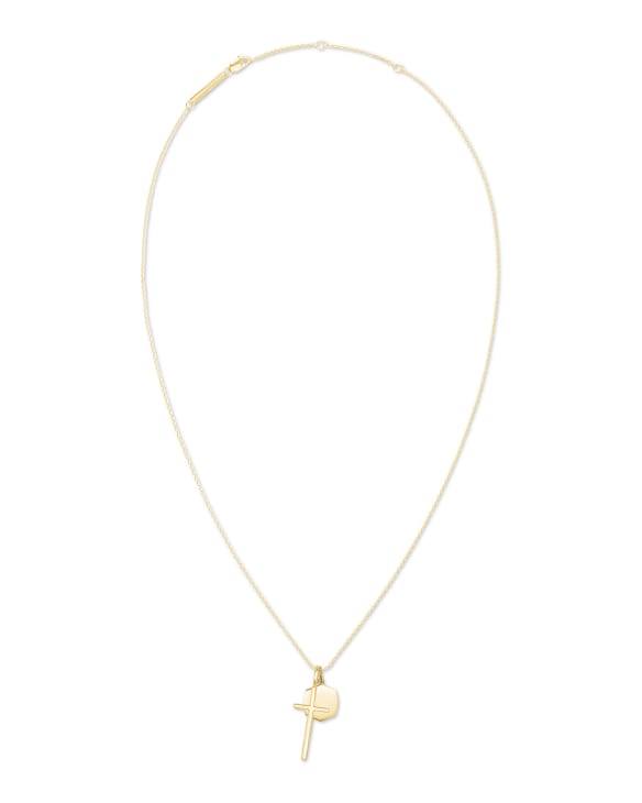 Davis Cross Charm Necklace in 18k Yellow Gold Vermeil