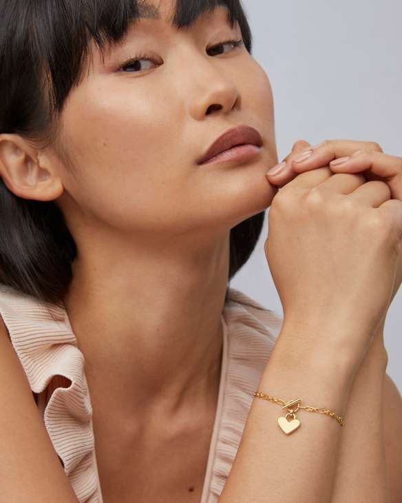 Heart Padlock Chain Bracelet in 18k Gold Vermeil