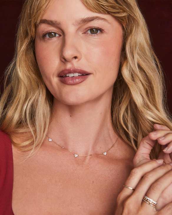 Madeline 14k Yellow Gold Strand Necklace in White Diamond