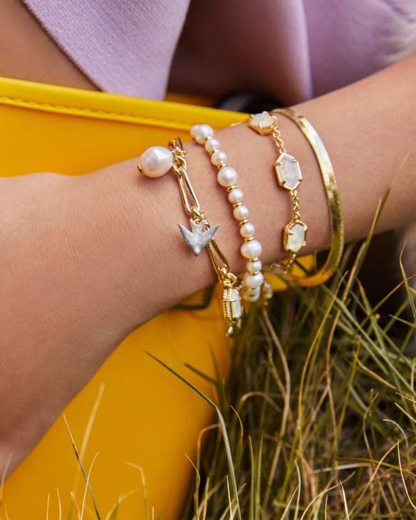 Melody Gold Charm Bracelet in Freshwater Cultured Pearl
