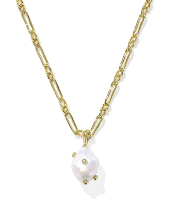 Melody Gold Small Long Pendant Necklace in Freshwater Cultured Pearl