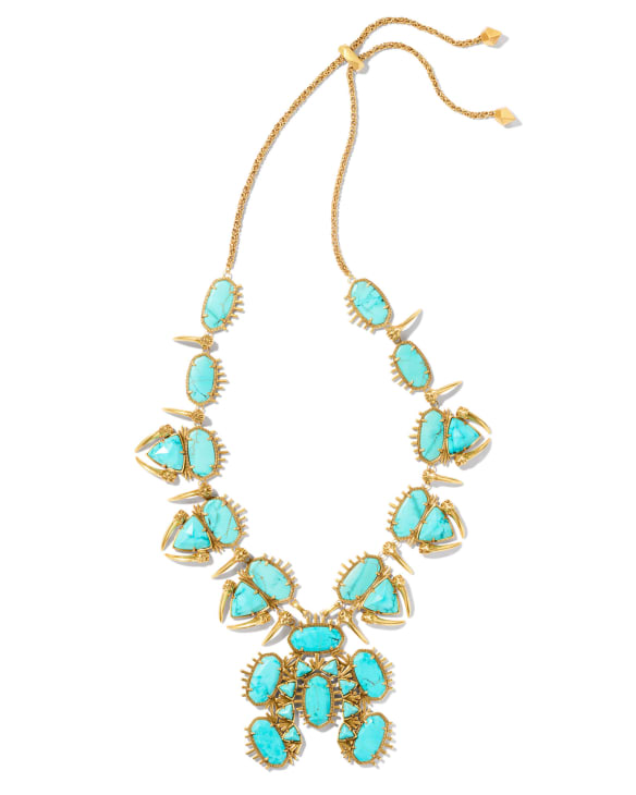 Odessa Vintage Gold Statement Necklace in Variegated Turquoise Magnesite