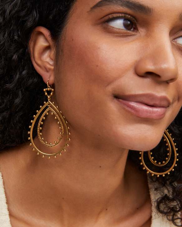 Rumer Open Frame Earrings in Vintage Gold